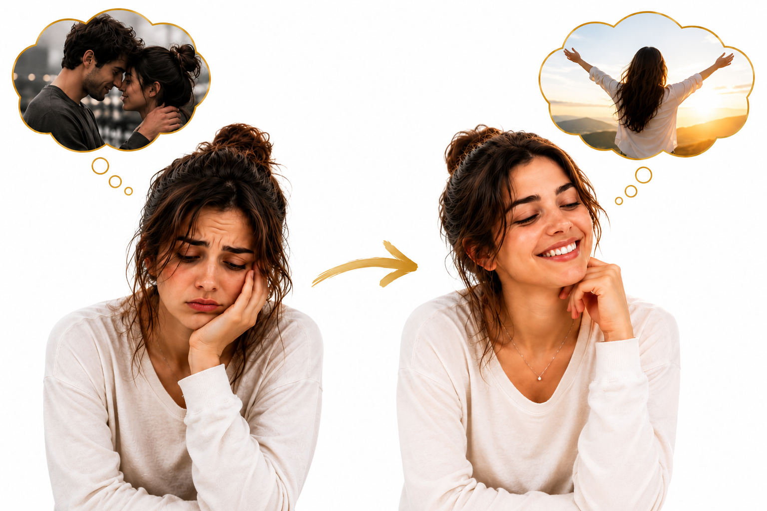 Antes e depois: sofrendo pelo ex e depois em paz